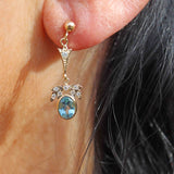 Ellibelle Jewellery Blue Topaz & Diamond Gold Pendant Drop Earrings