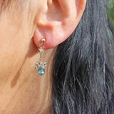 Ellibelle Jewellery Blue Topaz & Diamond Gold Pendant Drop Earrings