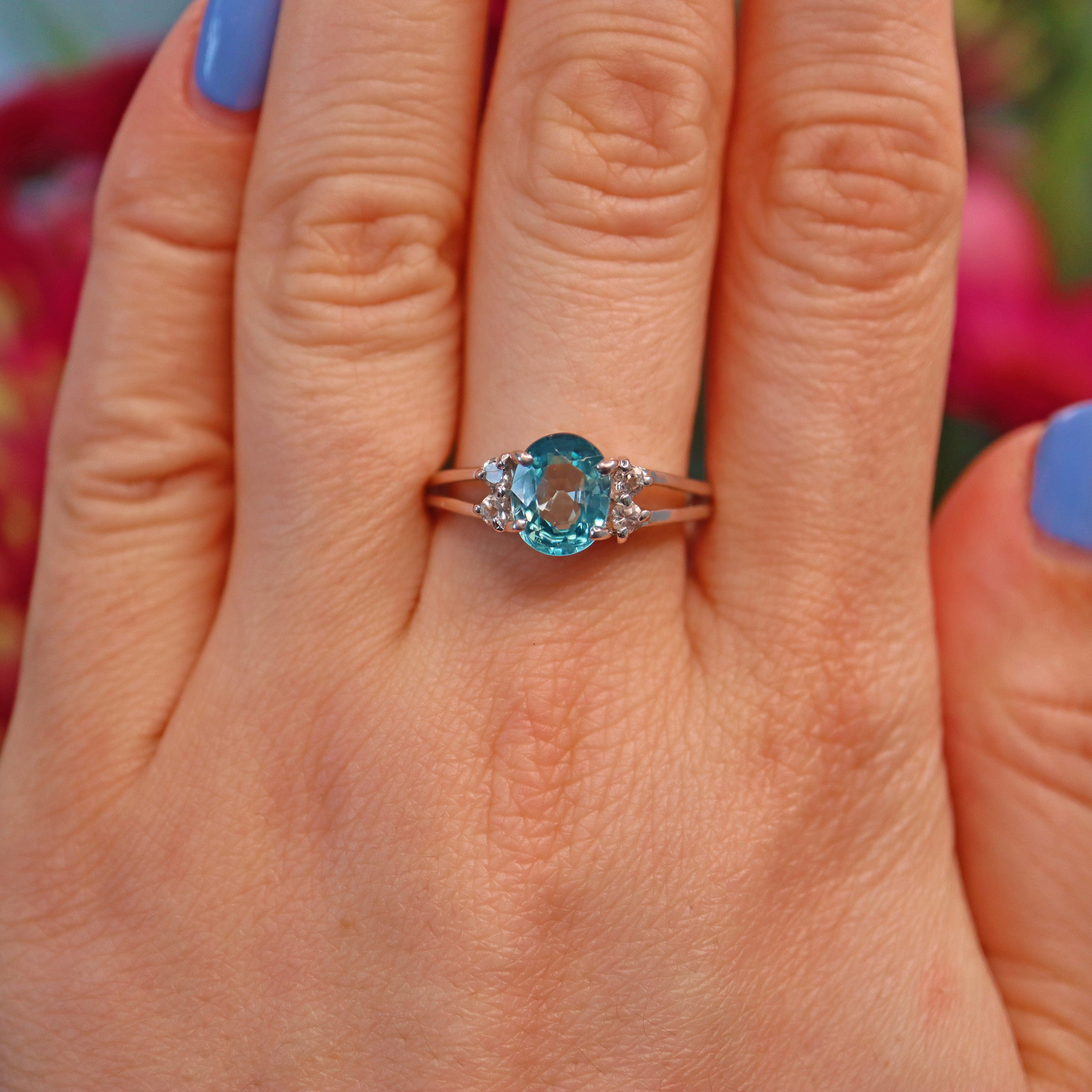 Ellibelle Jewellery Blue Zircon 9ct White Gold Ring