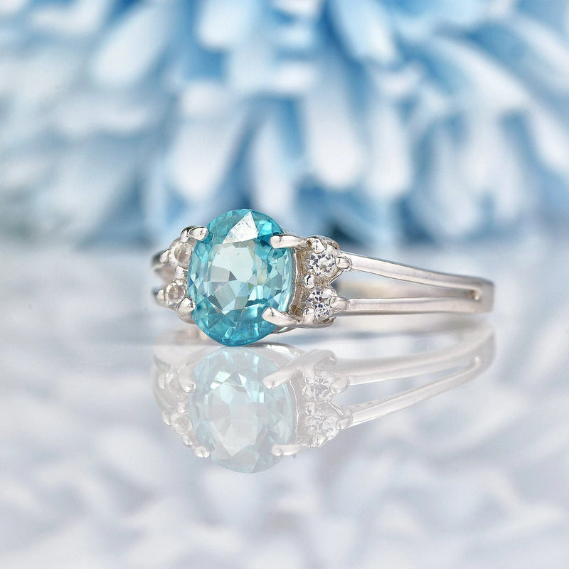 Ellibelle Jewellery Blue Zircon 9ct White Gold Ring