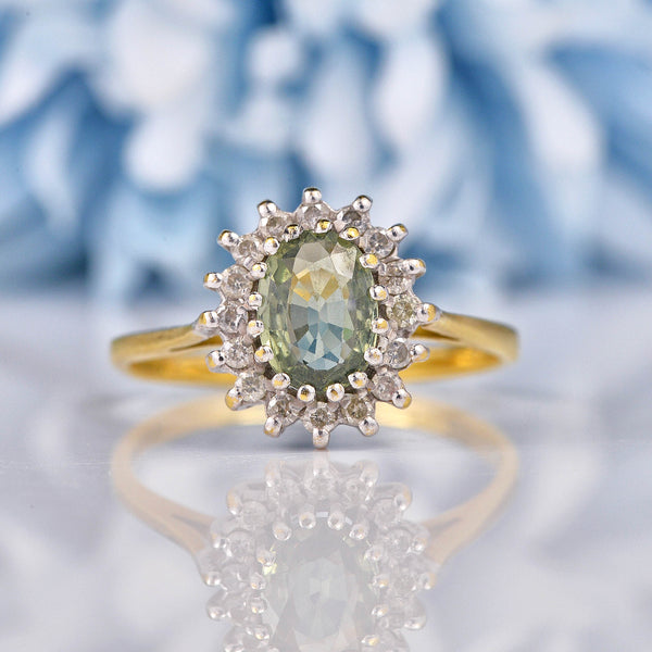 Ellibelle Jewellery Chrysoberyl & Diamond 18ct Gold Cluster Ring