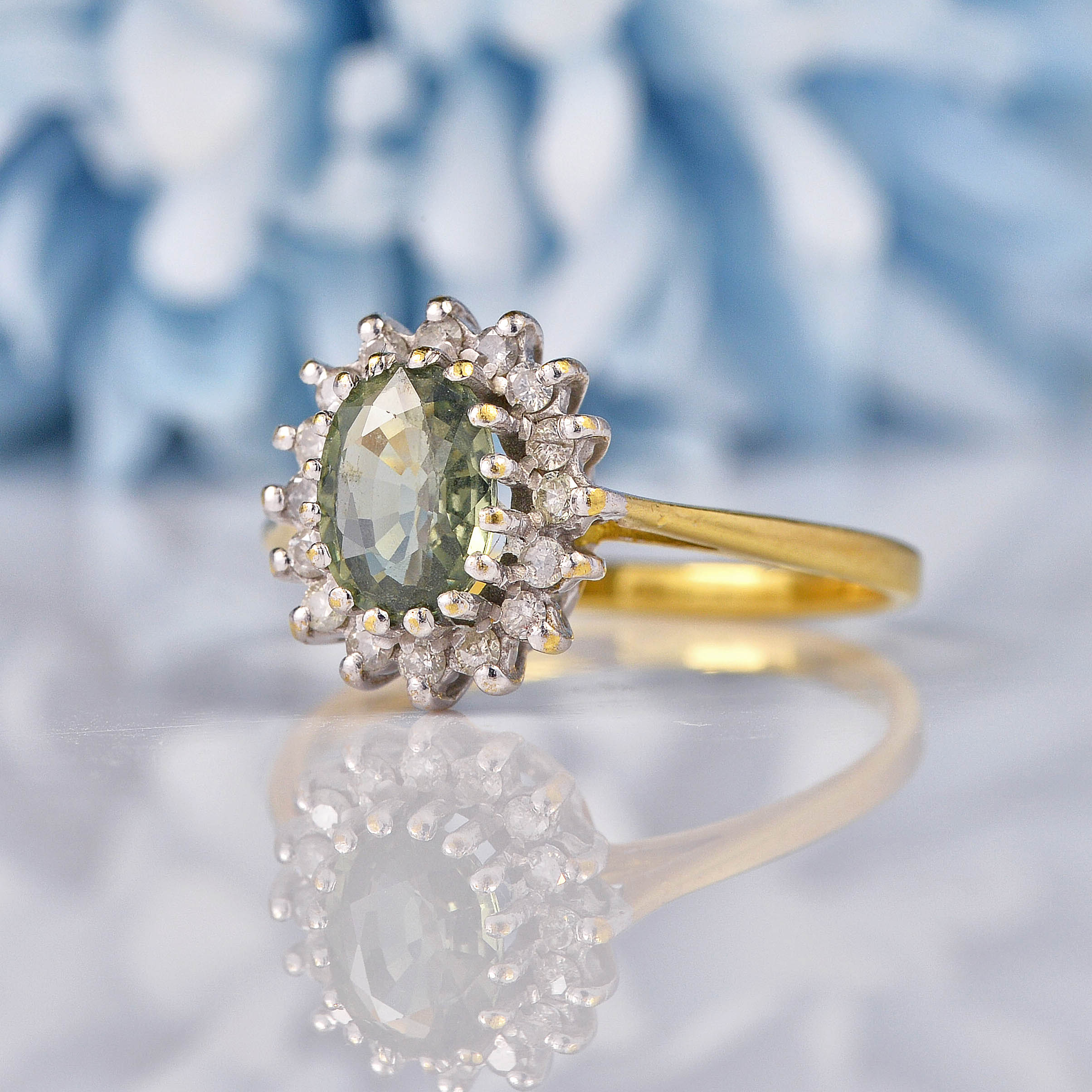 Ellibelle Jewellery Chrysoberyl & Diamond 18ct Gold Cluster Ring