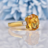 Ellibelle Jewellery Citrine & Diamond 18ct Gold Three Stone Ring