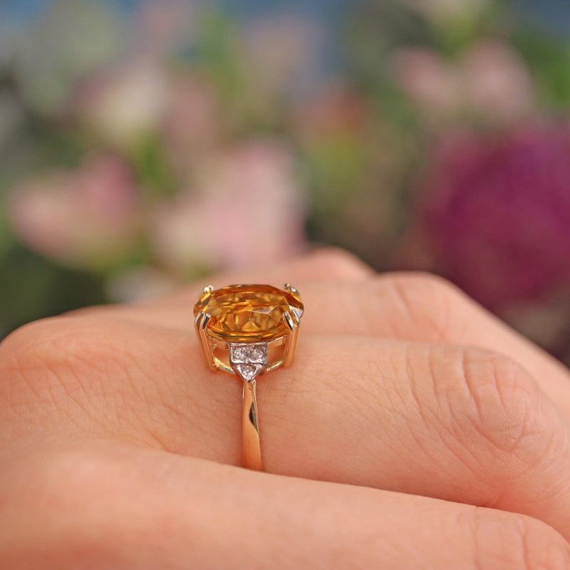 Ellibelle Jewellery Citrine & Diamond 9ct Gold Ring