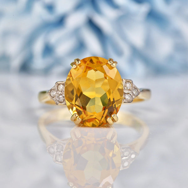 Ellibelle Jewellery Citrine & Diamond 9ct Gold Ring