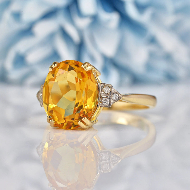 Ellibelle Jewellery Citrine & Diamond 9ct Gold Ring