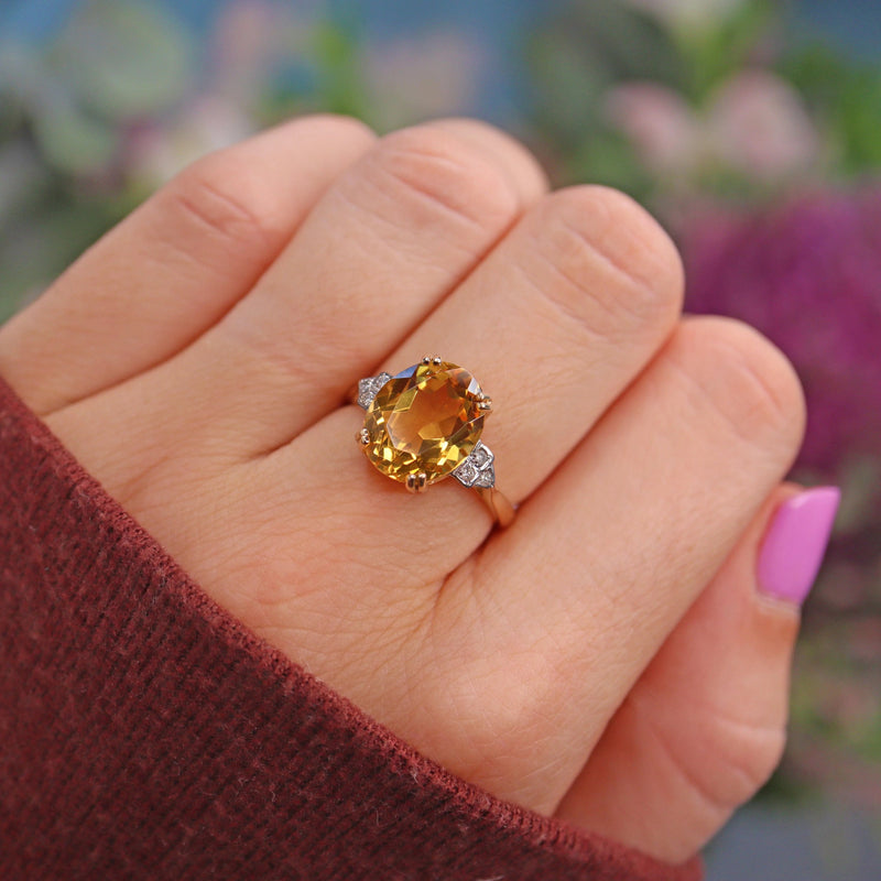 Ellibelle Jewellery Citrine & Diamond 9ct Gold Ring