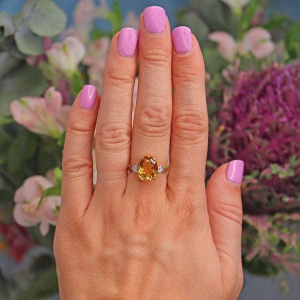 Ellibelle Jewellery Citrine & Diamond 9ct Gold Ring