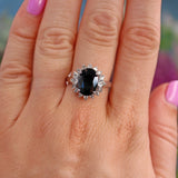 Ellibelle Jewellery Dark Sapphire & Diamond White Gold Cluster Ring (4.00ct)