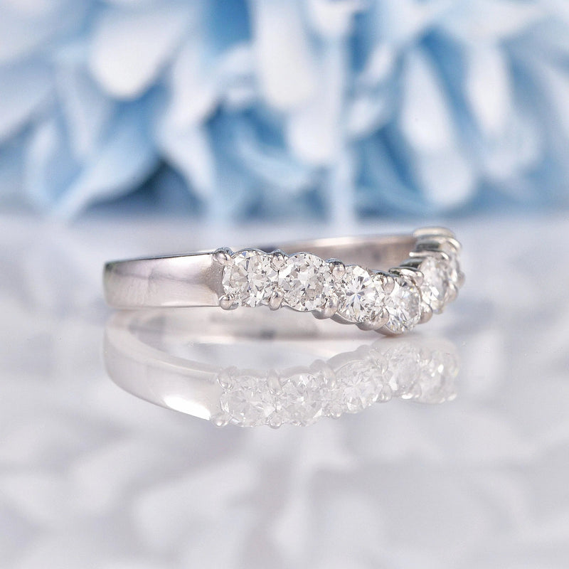 Ellibelle Jewellery Diamond 18ct White Gold Seven Stone Wishbone Wedding Band (0.70cts)