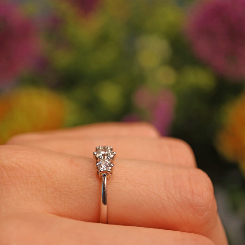 Ellibelle Jewellery Diamond 18ct White Gold Three Stone Engagement Ring (0.75ct)