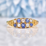 Ellibelle Jewellery Edwardian 1905 Sapphire & Diamond 18ct Gold Ring