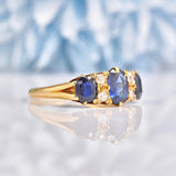Ellibelle Jewellery Edwardian 1910 Sapphire & Diamond Half Hoop Ring