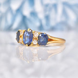 Ellibelle Jewellery Edwardian 1910 Sapphire & Diamond Half Hoop Ring