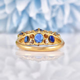 Ellibelle Jewellery Edwardian 1910 Sapphire & Diamond Half Hoop Ring