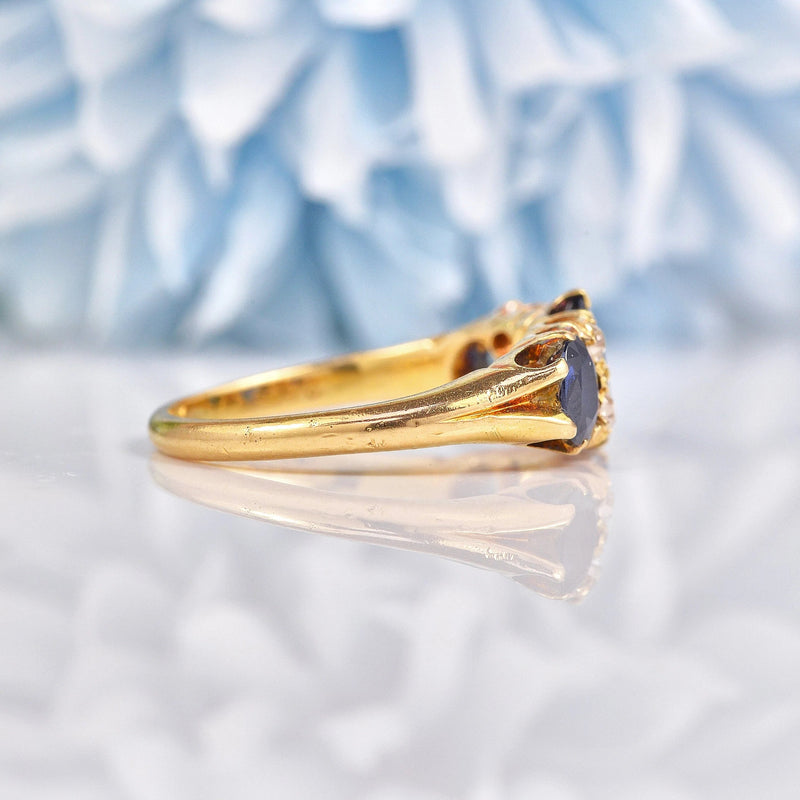 Ellibelle Jewellery Edwardian 1910 Sapphire & Diamond Half Hoop Ring