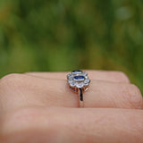 Ellibelle Jewellery Edwardian Blue Sapphire & Diamond Double Cluster Ring