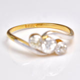 Ellibelle Jewellery Edwardian Diamond 18ct Gold Three Stone Bezel Ring