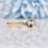 Ellibelle Jewellery Edwardian Diamond 18ct Gold Three Stone Crossover Ring