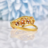 Ellibelle Jewellery Edwardian Diamond 18ct Gold Triple Daisy Cluster Ring