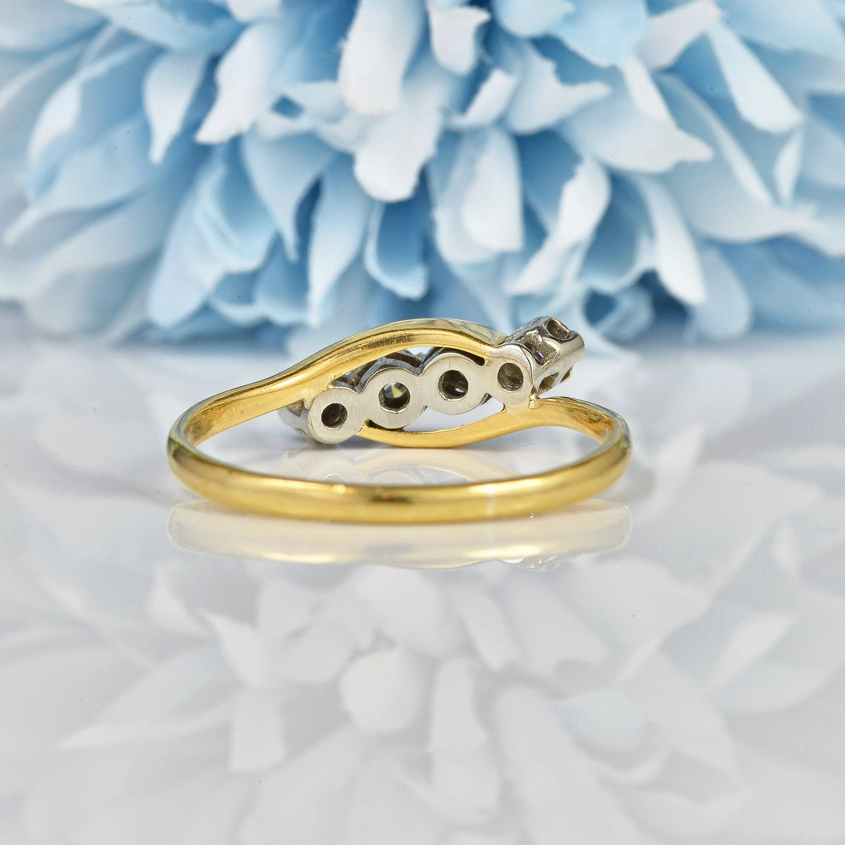 Ellibelle Jewellery EDWARDIAN DIAMOND FOUR STONE CROSSOVER RING