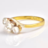 Ellibelle Jewellery Edwardian Diamond Gold & Platinum Three Stone Crossover Ring (0.30ct)