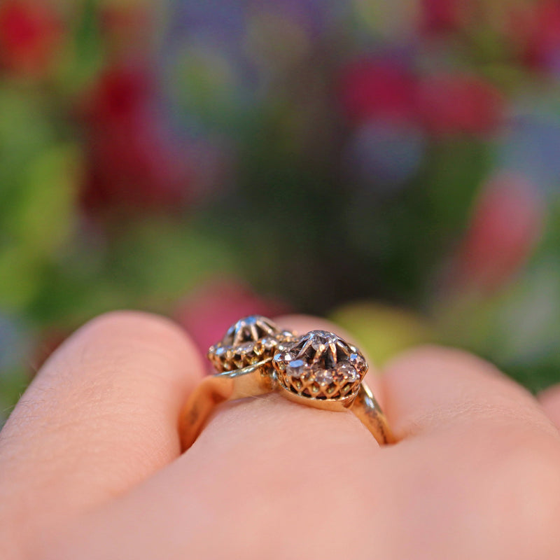 Ellibelle Jewellery EDWARDIAN DOUBLE CLUSTER DIAMOND CROSSOVER RING