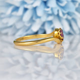 Ellibelle Jewellery Edwardian Garnet 18ct Gold Three Stone Ring