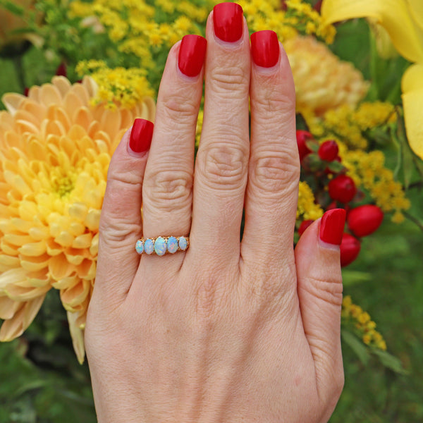 Ellibelle Jewellery EDWARDIAN OPAL 18CT GOLD FIVE-STONE RING