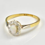 Ellibelle Jewellery EDWARDIAN OPAL & DIAMOND 18CT GOLD CLUSTER RING