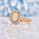 Ellibelle Jewellery Edwardian Opal & Diamond Gold Cluster Ring