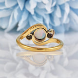 Ellibelle Jewellery Edwardian Opal & Diamond Three Stone Crossover Ring