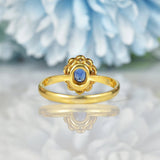 Ellibelle Jewellery EDWARDIAN SAPPHIRE & DIAMOND 18CT GOLD CLUSTER RING