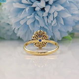 Ellibelle Jewellery EDWARDIAN SAPPHIRE & DIAMOND 18CT GOLD HALO CLUSTER RING