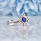 Ellibelle Jewellery Edwardian Sapphire & Diamond 18ct White Gold Ring