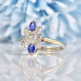 Ellibelle Jewellery Edwardian Sapphire & Diamond 18ct White Gold Ring