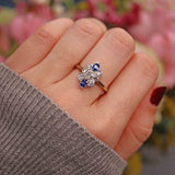 Ellibelle Jewellery Edwardian Sapphire & Diamond 18ct White Gold Ring