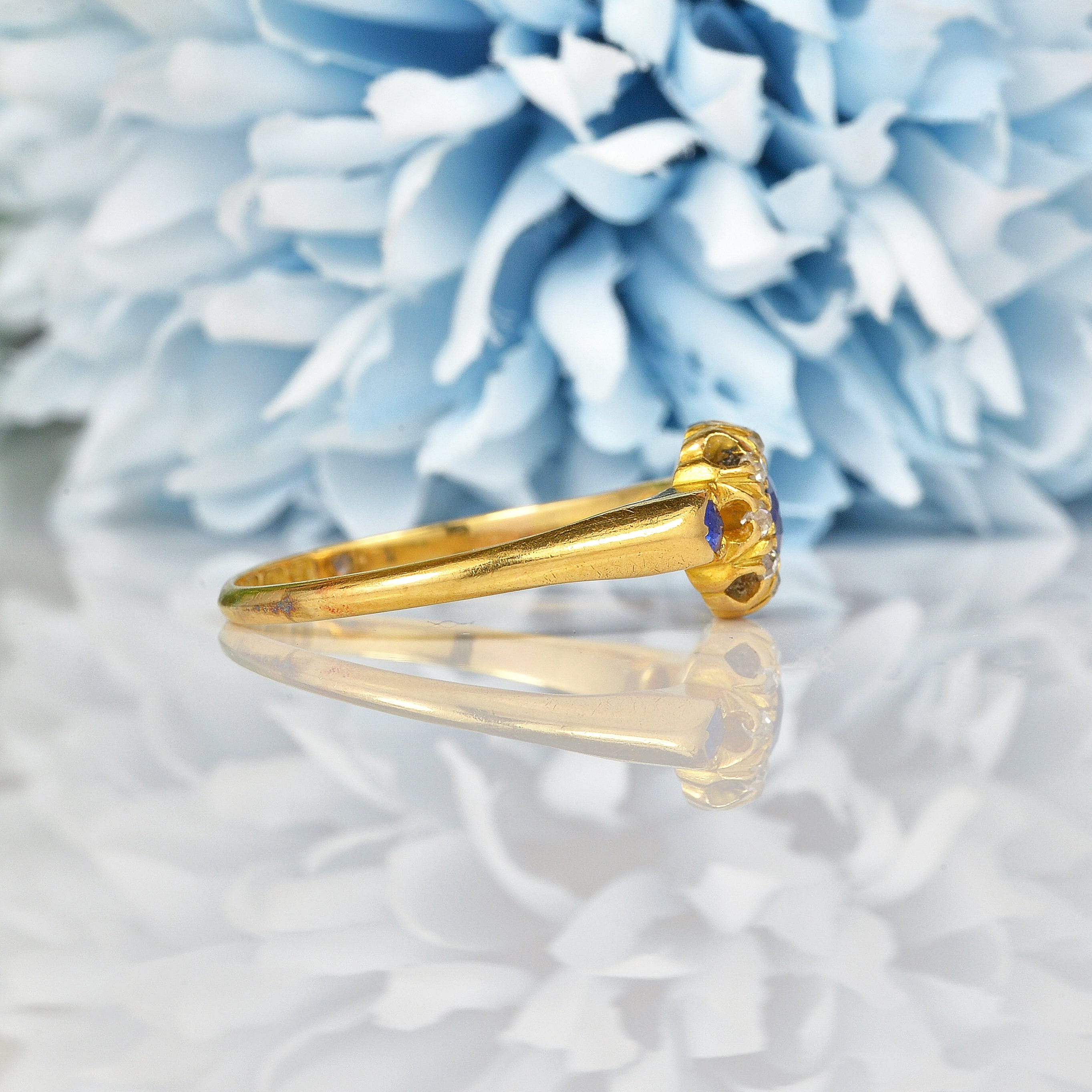 Ellibelle Jewellery EDWARDIAN SAPPHIRE & DIAMOND CLUSTER RING