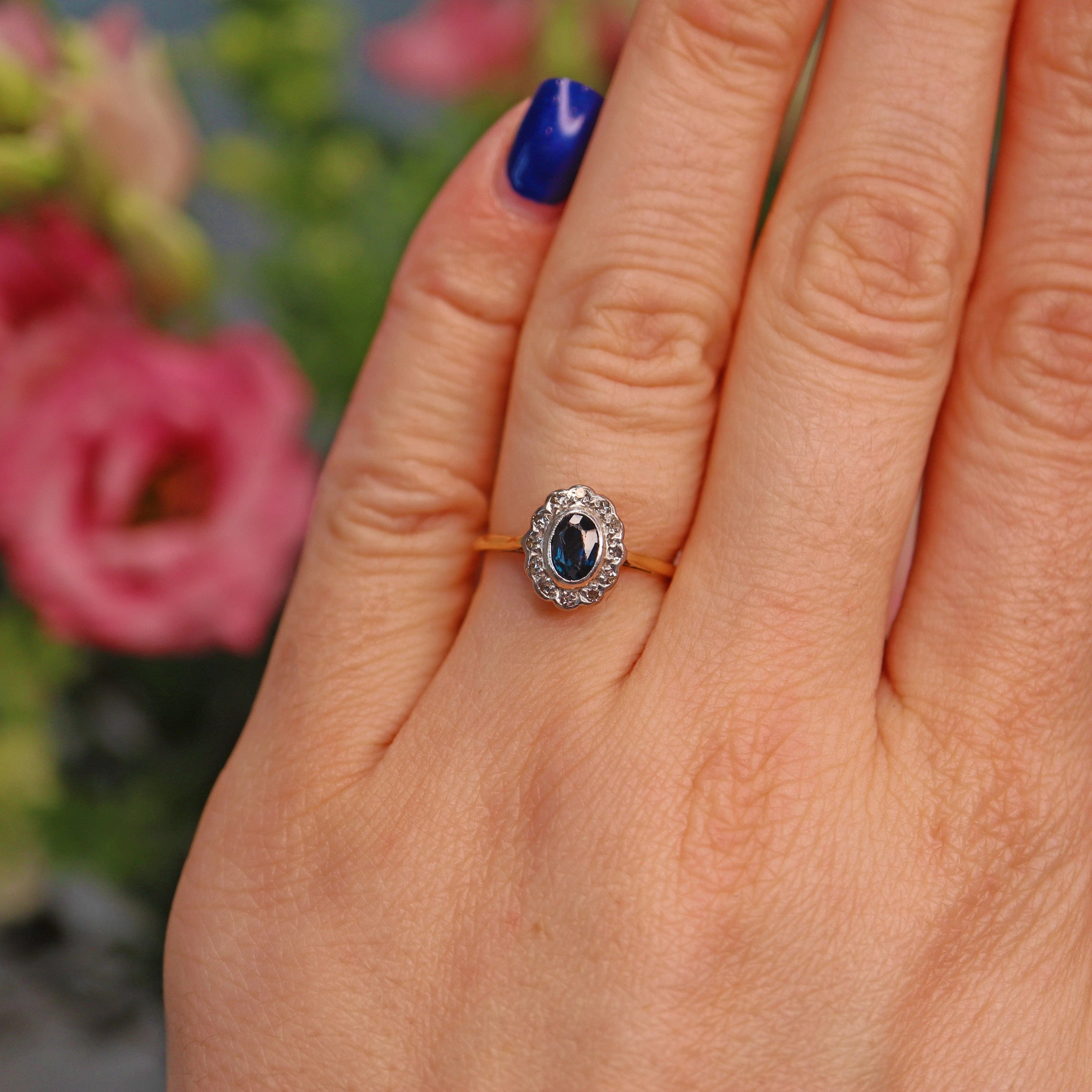 Ellibelle Jewellery Edwardian Sapphire & Diamond Ring