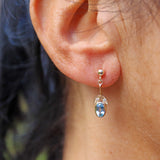 Ellibelle Jewellery Edwardian Style Blue Topaz & Diamond Pendant Drop Earrings