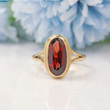 Ellibelle Jewellery EDWARDIAN STYLE GARNET 9CT GOLD SOLITAIRE RING