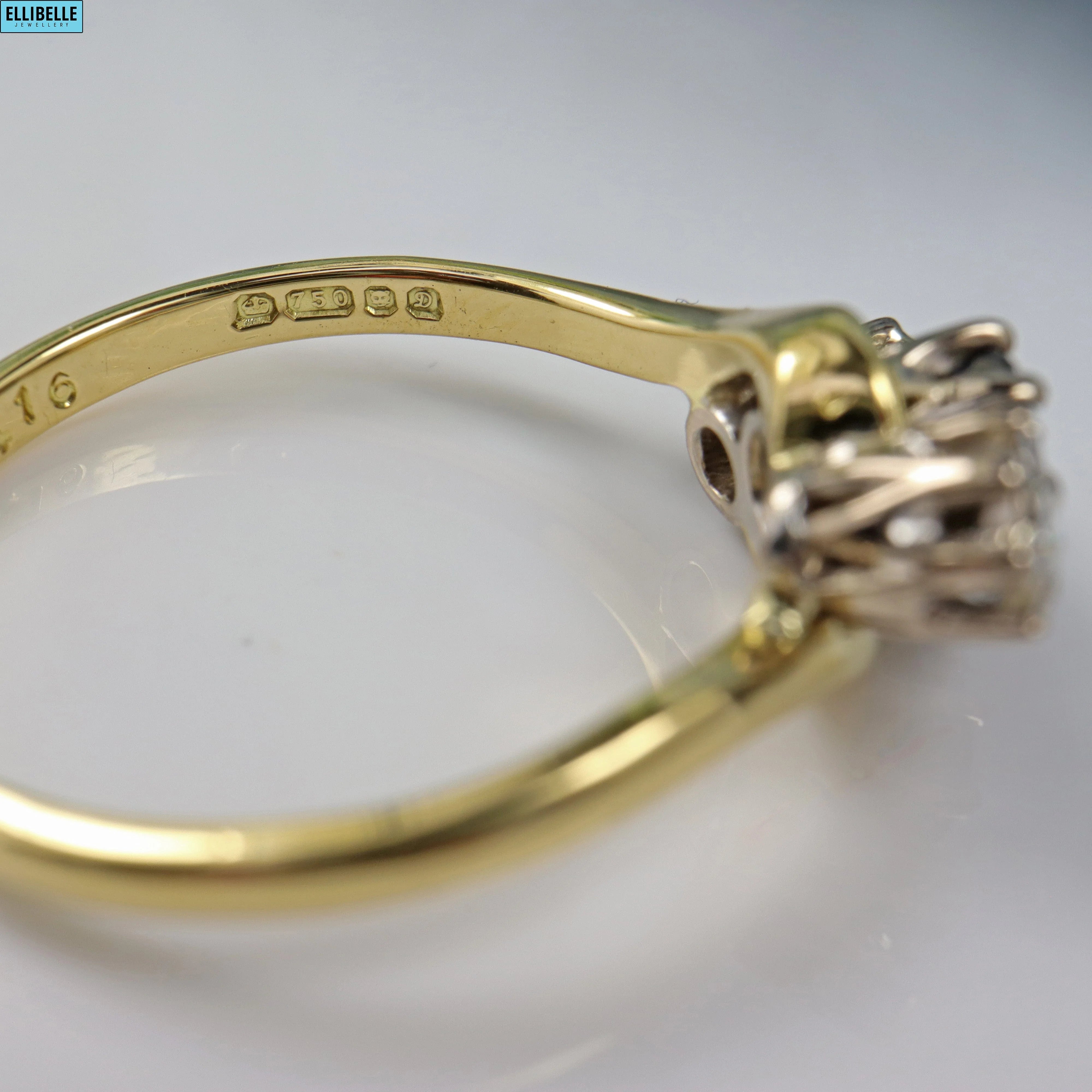 Ellibelle Jewellery EDWARDIAN STYLE SAPPHIRE & DIAMOND 18CT GOLD BYPASS RING