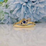Ellibelle Jewellery EDWARDIAN STYLE SAPPHIRE & DIAMOND 18CT GOLD BYPASS RING