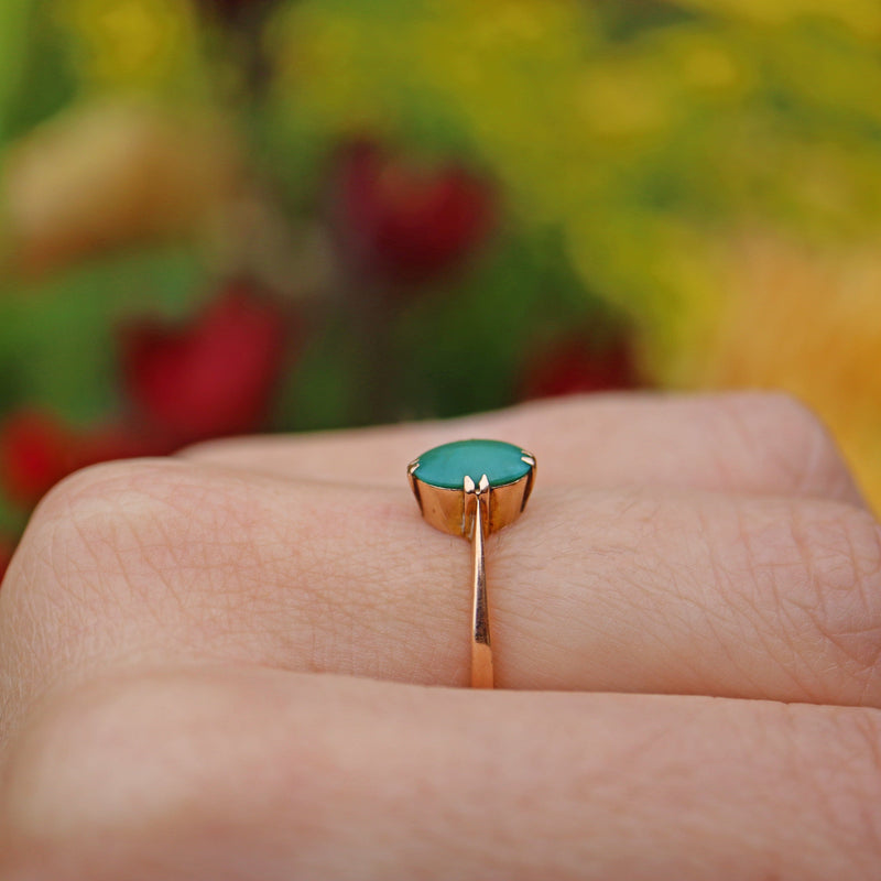 Ellibelle Jewellery EDWARDIAN TURQUOISE 15CT GOLD SOLITAIRE RING