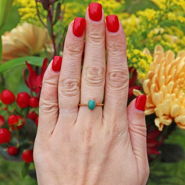 Ellibelle Jewellery EDWARDIAN TURQUOISE 15CT GOLD SOLITAIRE RING