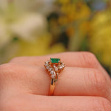 Ellibelle Jewellery Emerald & Diamond 14ct Gold Crossover Ring