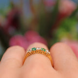 Ellibelle Jewellery Emerald & Diamond 18ct Gold Five Stone Ring