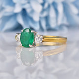 Ellibelle Jewellery Emerald & Diamond 18ct Gold Three Stone Engagement Ring