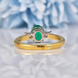 Ellibelle Jewellery Emerald & Diamond 18ct Gold Three Stone Engagement Ring