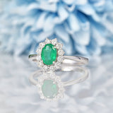 Ellibelle Jewellery Emerald & Diamond 18ct White Gold Cluster Ring